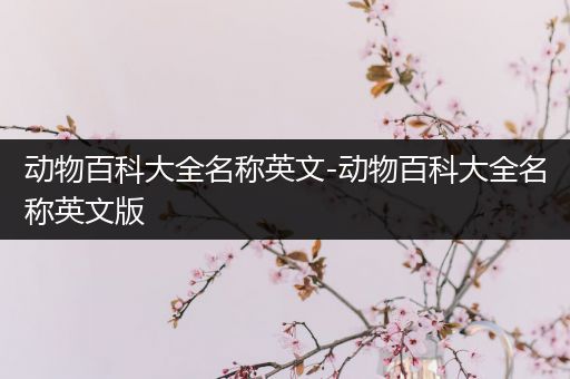 动物百科大全名称英文-动物百科大全名称英文版