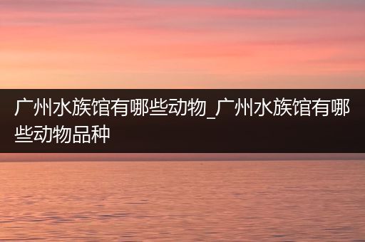 广州水族馆有哪些动物_广州水族馆有哪些动物品种