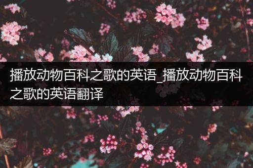 播放动物百科之歌的英语_播放动物百科之歌的英语翻译