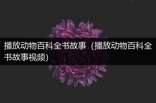 播放动物百科全书故事（播放动物百科全书故事视频）