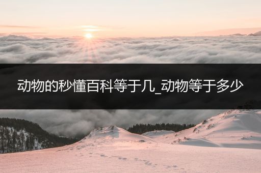 动物的秒懂百科等于几_动物等于多少