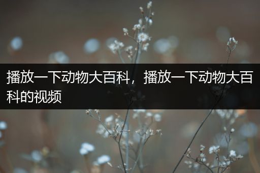 播放一下动物大百科，播放一下动物大百科的视频