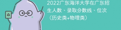 2022广东海洋大学在广东录取分数线、位次、招生人数（历史类+物理类）